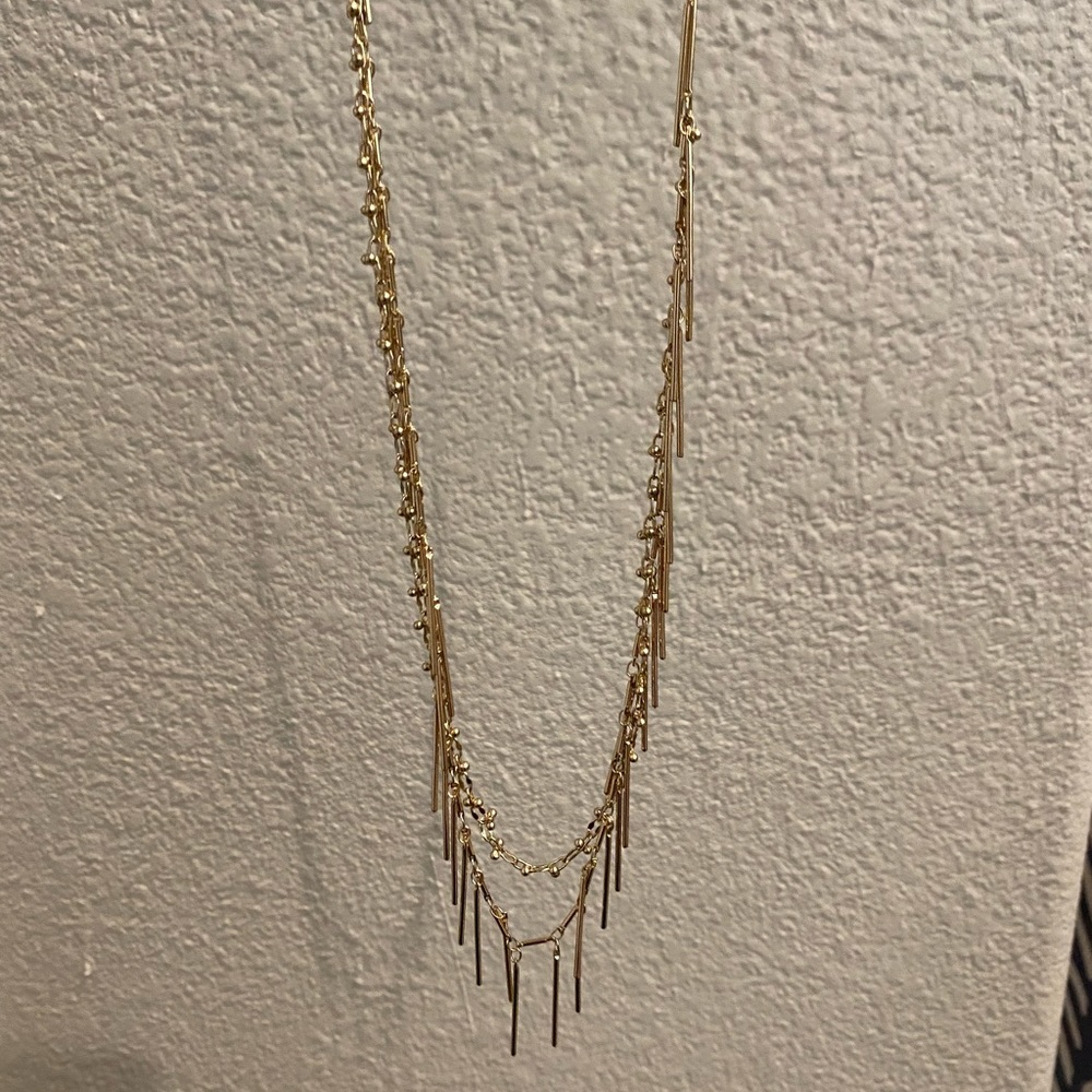 Anthropology long gold necklace. Great movement.